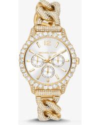 michael kors layton pavé gold-tone curb-link watch|Shop Michael Kors Layton Pavé, Goldtone Stainless Steel.